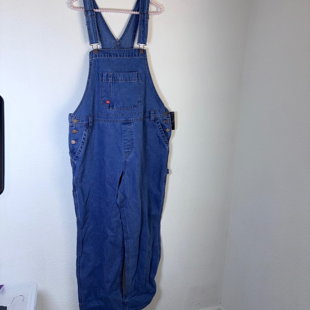 Dickies Denim Bib Overalls XL Blue New Relaxed Fit Straight Leg Workwear Utility